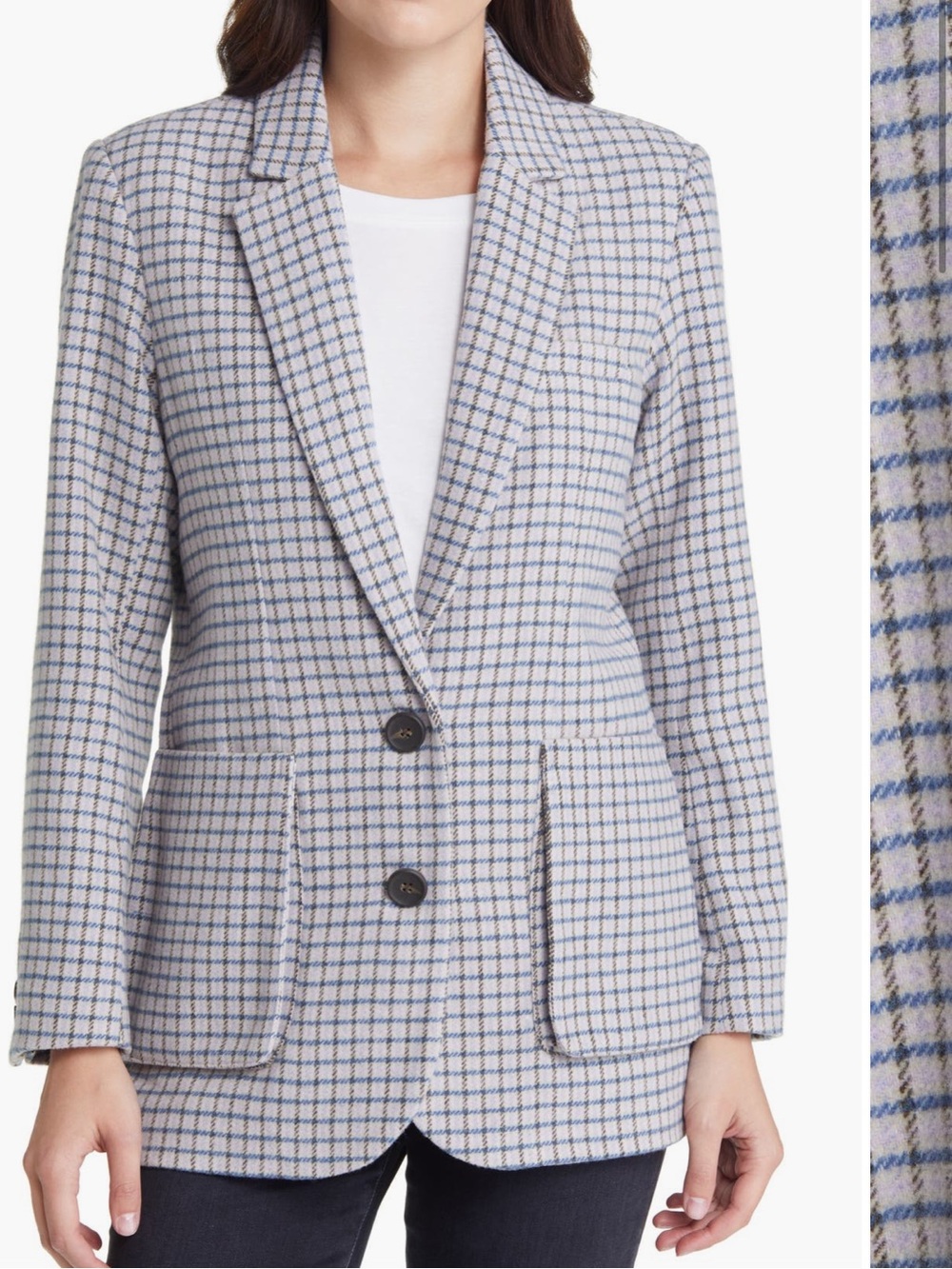 Rails Windsor Blazer Lilac Navy Mini Check Wool Blend Pockets Office Classic M - Picture 3 of 16